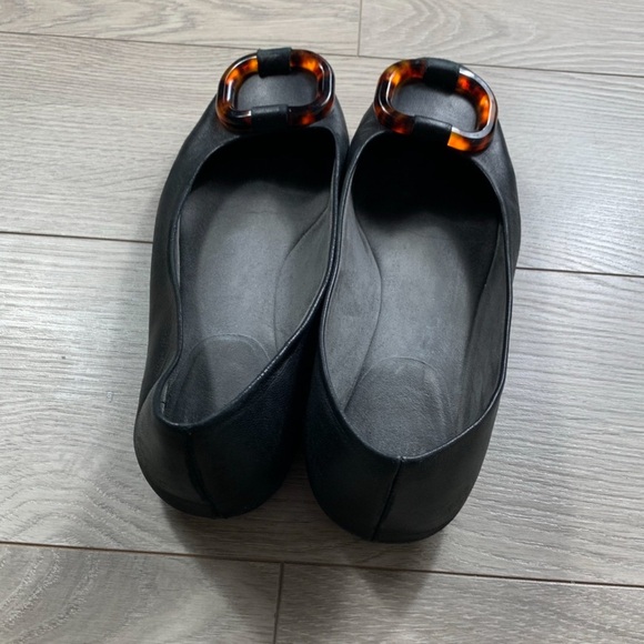 Stuart Weitzman French Horn Black Leather Flat Shoes - Picture 3 of 10